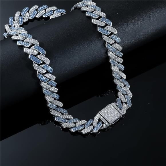 Cuban Link Chain Mens Iced Out Miami Cuban Necklace Bling Diamond Hip Hop - Picture 6 of 6